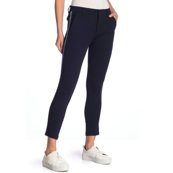KUT FROM THE KLOTH NAVY BLUE SAWYER SIDE STRIPE CROPPED TROUSERS PANTS SIZE O - Picture 1 of 12